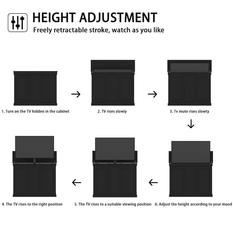 Motorized TV Lift Cabinet for TVs up to 50 Inch, Pop Up TV Lift Console with Remote Control, Hidden TV Cabinet Stand