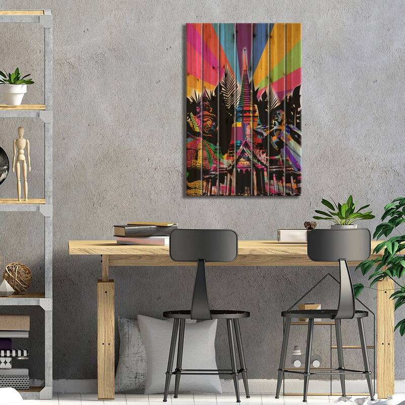 Bangkok Psychedelic Pop Print On Wood by 5by5collective - Multi-Color