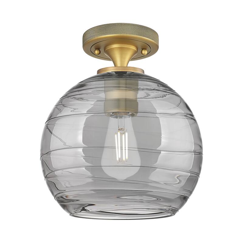 Innovations Lighting Downtown Urban - Crown Point - 1 Light 8" Athens Deco Swirl Flush Mount - Brushed Brass
