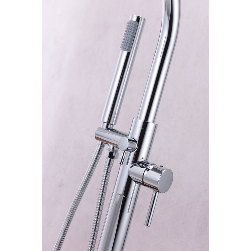 ANZZI Coral 2-Handle Freestanding Claw Foot Tub Faucet with Hand Shower in Matte Black