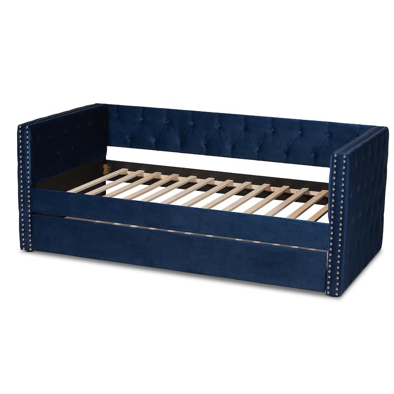 Larkin Modern Velvet Fabric Upholstered Daybed with Trundle
