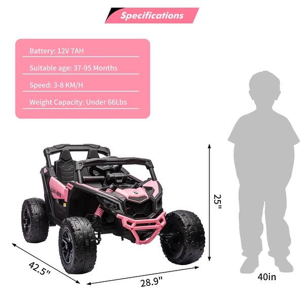 dimension image slide 3 of 5, Licensed Can-Am 12V Kids UTV Ride on Car with Remote Control 4 Wheeler Off-Road Quad