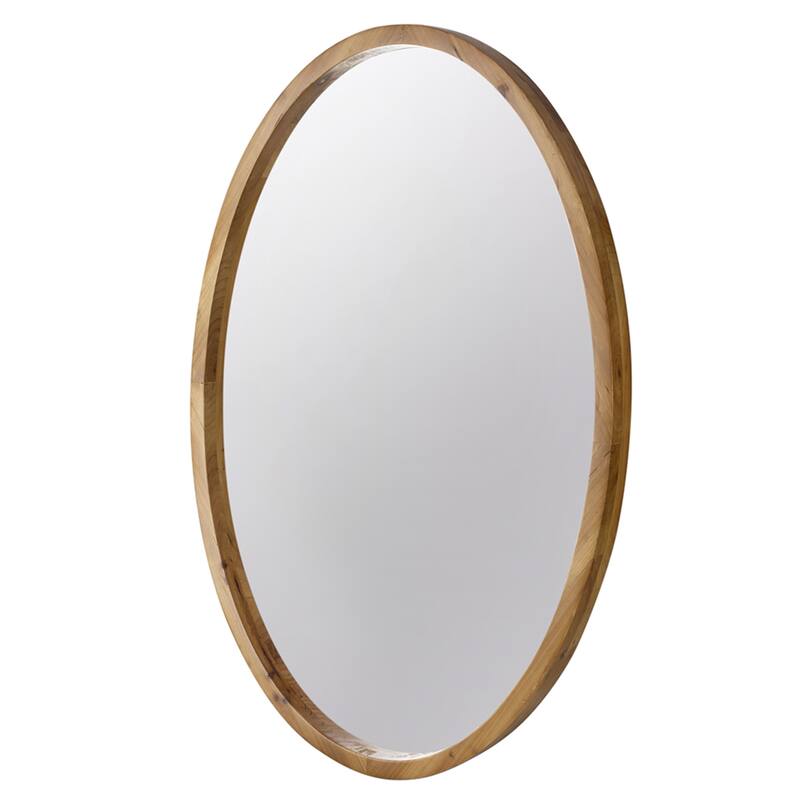 Rustic Style Wooden Oval Wall Mirror - 35.5"