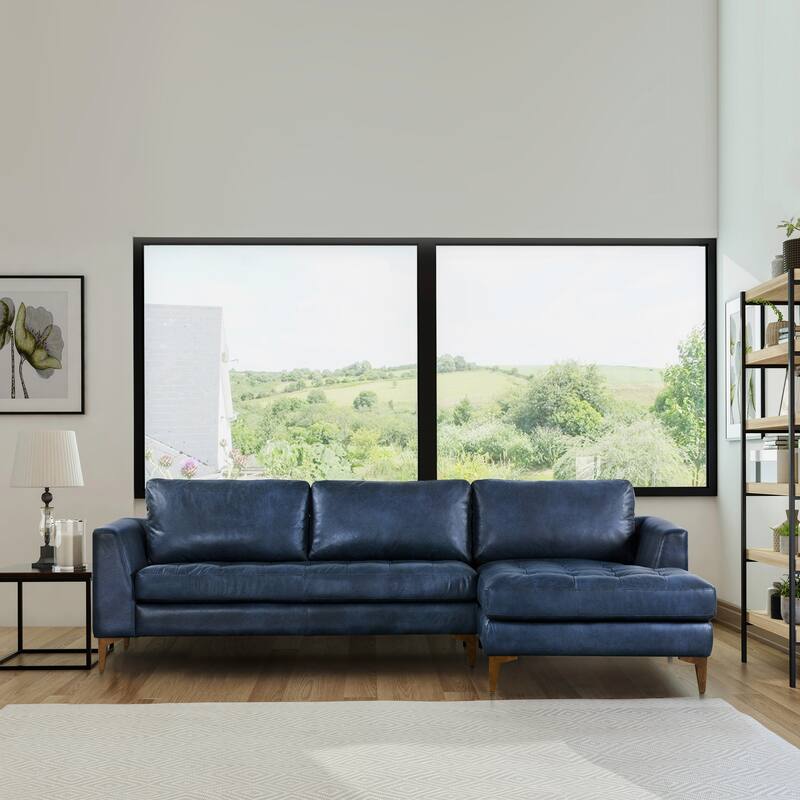 Poly & Bark Calle 114" Right-Facing Sectional - Full Grain Genuine Italian Leather