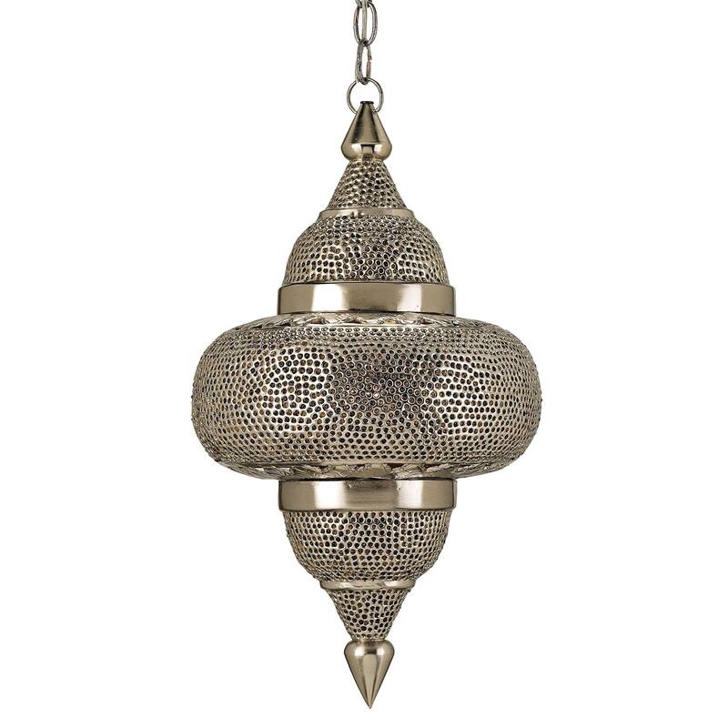 Currey & Company Tangiers Nickel Pendant - 21"h x 12"dia - 21"h x 12"dia - Nickel/Copper/Lacquer/Amber