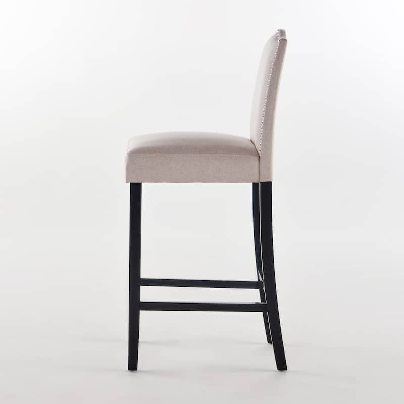 Roomfitters Barstool Set of 2, Modern Kitchen and Dining Seating, Beige