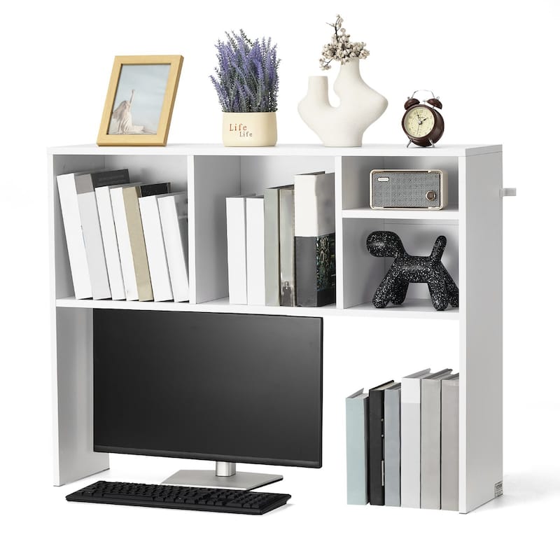 Particle Board Desktop Bookshelf, Storage Rack Wood Display Shelf and Safe - 37.0" L x 9.4" W x 28.7" H