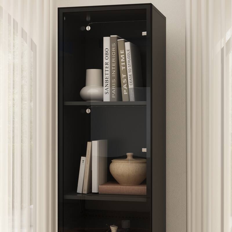 Tall Modular Display Storage Cabinet Bookcase w/Light Home Office