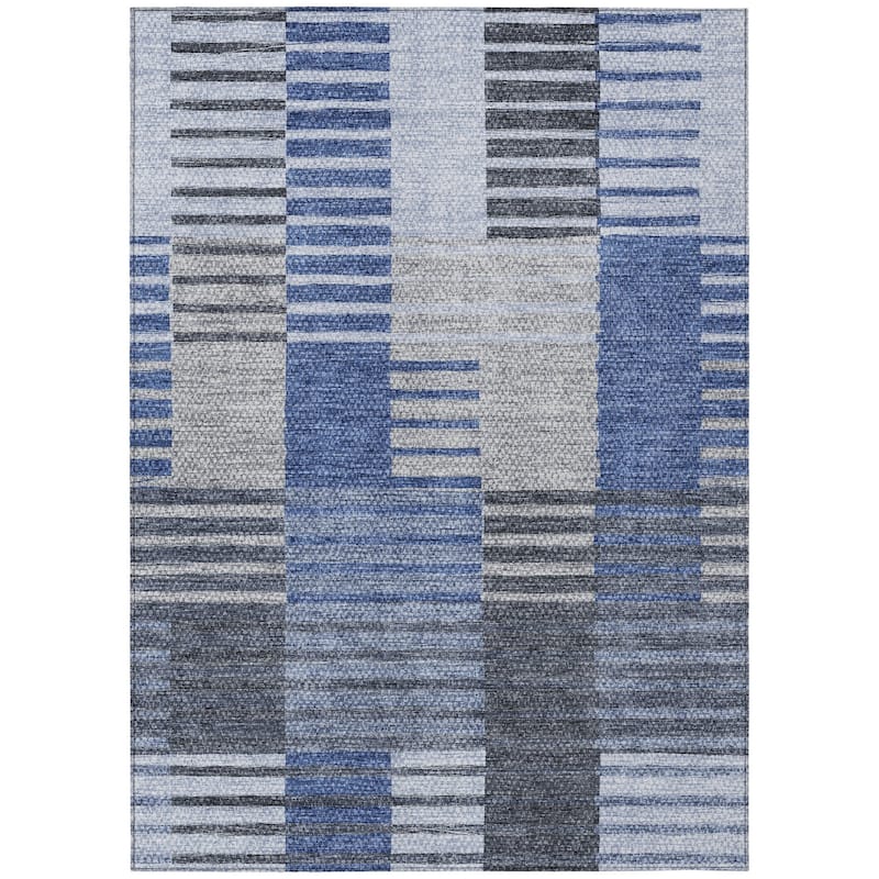 HomeRoots Striped Transitional Rectangle Outdoor Rug