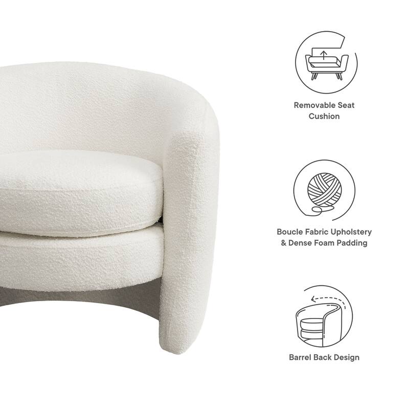 Affinity Upholstered Boucle Fabric Curved Back Armchair