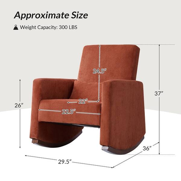 dimension image slide 4 of 5, Julia 29.5"W Modern Solid Wood Nursery Rocking Chair with Lumbar Pillow Set of 2 by HULALA HOME