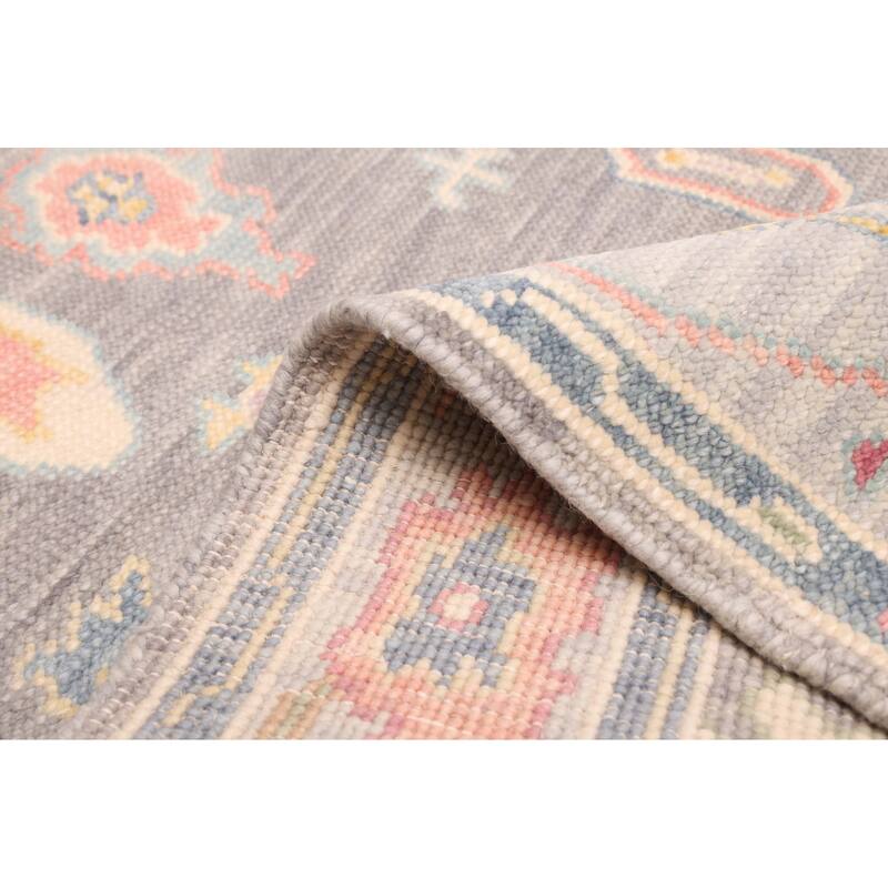 ECARPETGALLERY Hand-knotted Modern Oushak Dark Grey Wool Rug - 3'6 x 5'7