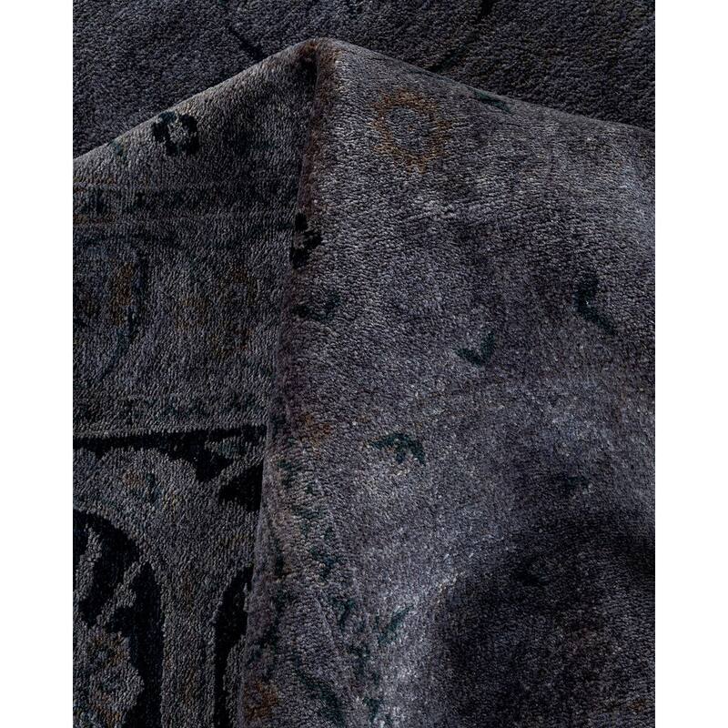 Overton Hand Knotted Wool Vintage Inspired Modern Contemporary Overdyed Gray Area Rug - 9' 2" x 12' 6"
