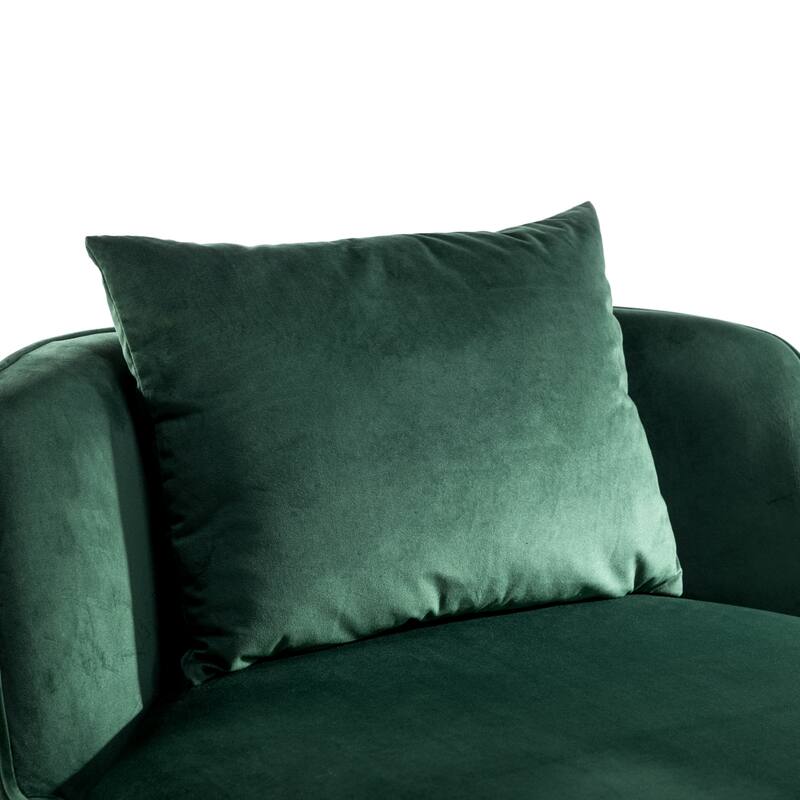 Velvet 360° Swivel Accent Chair with Seat Cushion, Upholstered Barrel Chair with Stainless Steel Base Living Room Chair