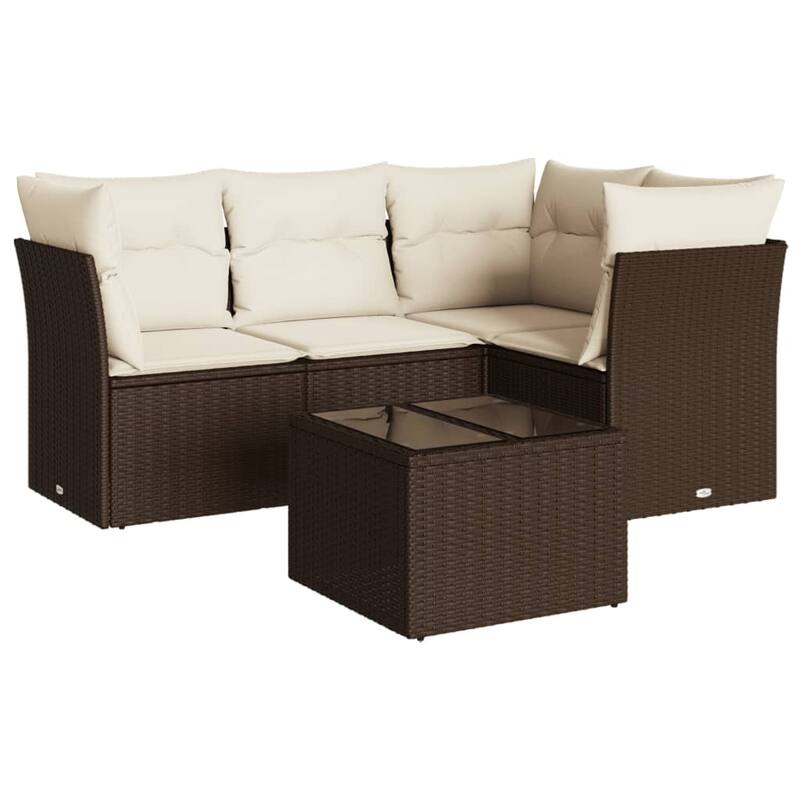 vidaXL Garden Sofa Set Brown and cream white - 21.7 x 21.7 x 14.6