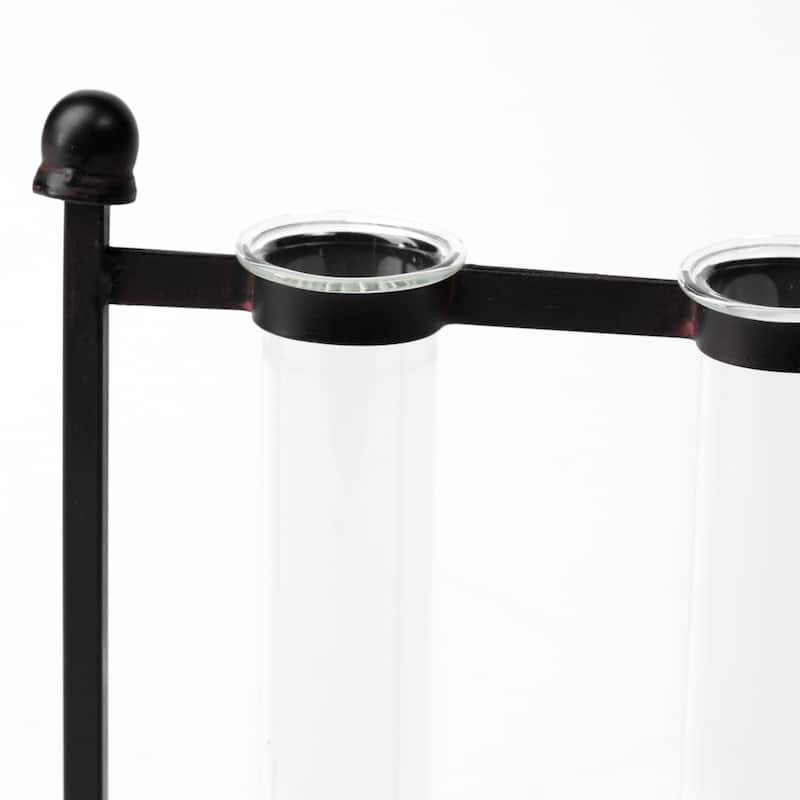 Bunsen Black Metal Five Glass Test Tube Vase On Sale Bed Bath
