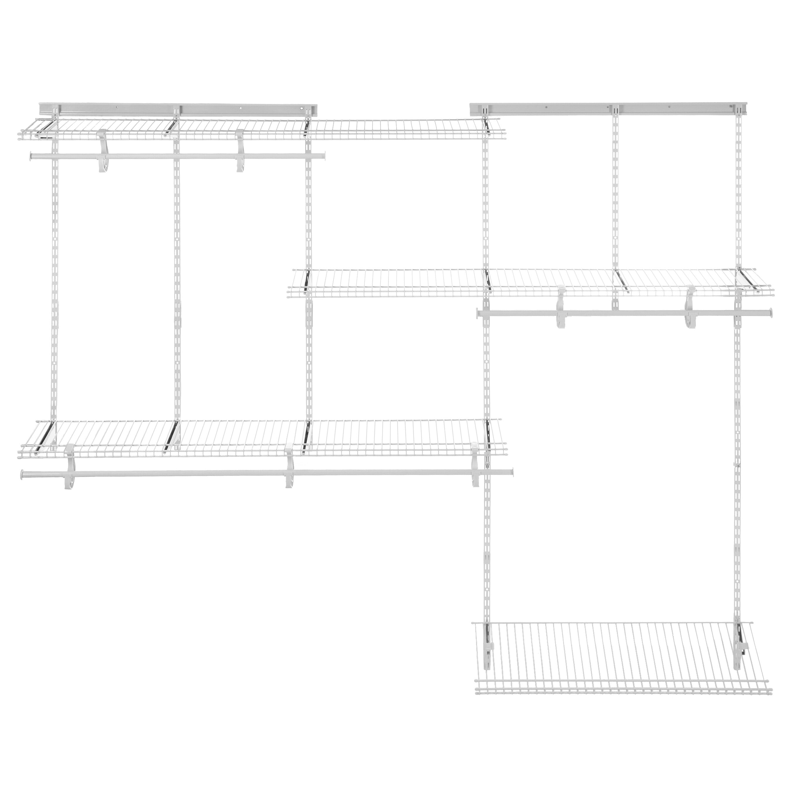 White Adjustable Closet Organizer Kit ClosetMaid 22875 ShelfTrack 5ft to 8ft 