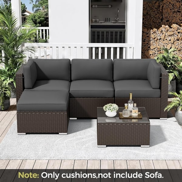 Outdoor Replacement Rattan Set Garden Seat Cushion 3 Pieces Patio Furniture Chair Pads Removable Cover Waterproof Lightweight (Rattan Set - Grey