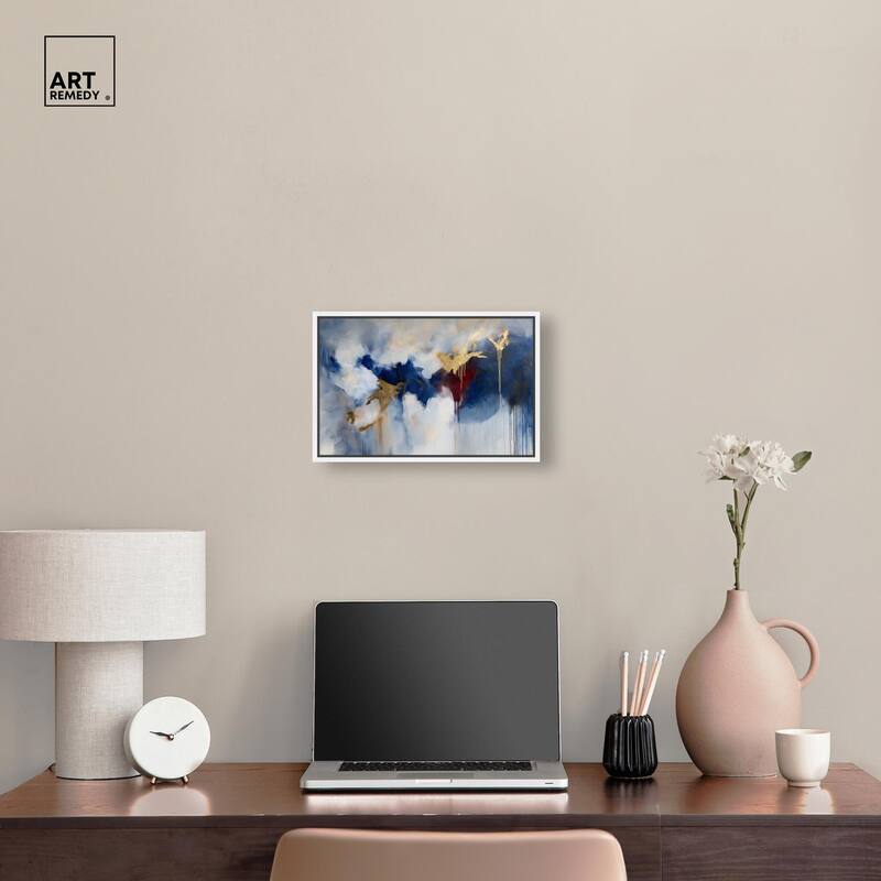Eclipse of Gold and Blue Canvas by Art Remedy