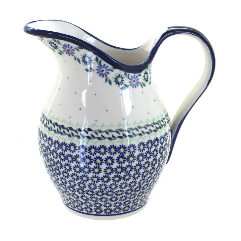 Blue Rose Polish Pottery 1160 Zaklady Pitcher - Petite Bouquet