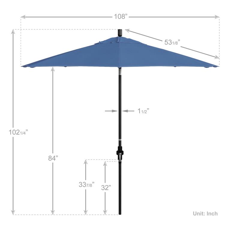 California Umbrella 9-Foot Black Aluminum Market Umbrella