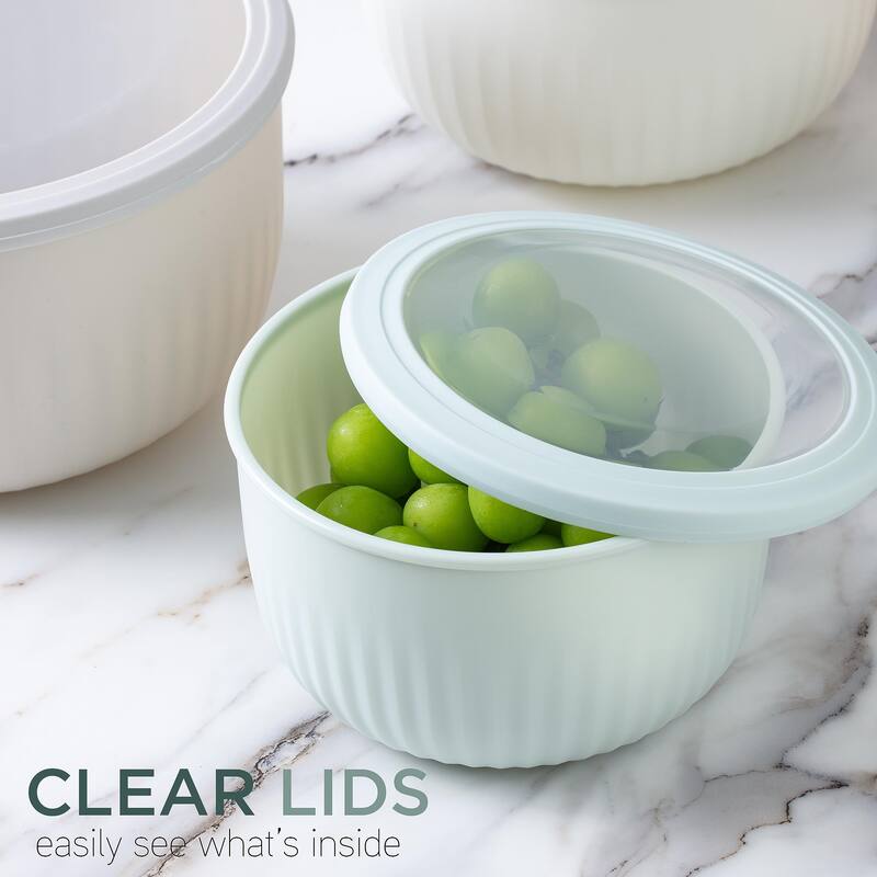 COOK WITH COLOR Meal Prep Containers Wide Mixing Bowls Food Storage Containers with Lids, Green Deep 12 Pcs