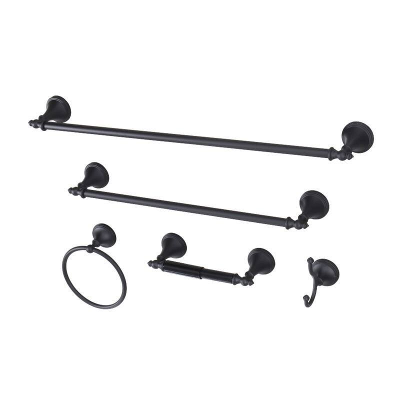 Naples 18-Inch and 24-Inch Towel Bar Bathroom Accessory Set in Black - Black
