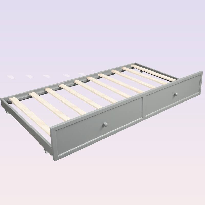 Modern Twin Size Wood Daybed with Twin Size Trundle