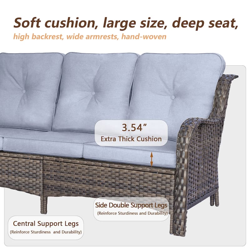 9 Piece Outdoor Patio Furniture Set Wicker Swivel Chair with Ottoman