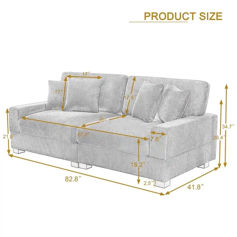 Oversized Modular Sectional Sofa Set with Pillows for Living Room