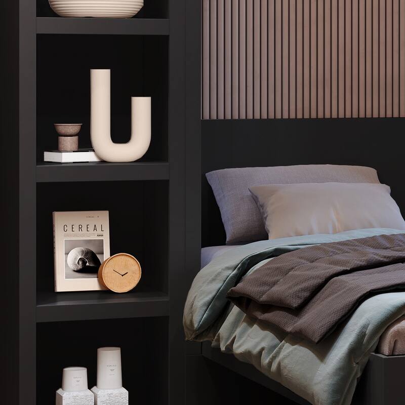Easy-Lift Twin Murphy Wall Bed with Two Bookshelves