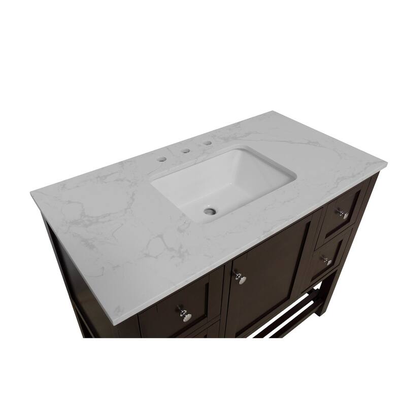 KitchenBathCollection Lakeshore 42" Bathroom Vanity with Engineered Carrara Top