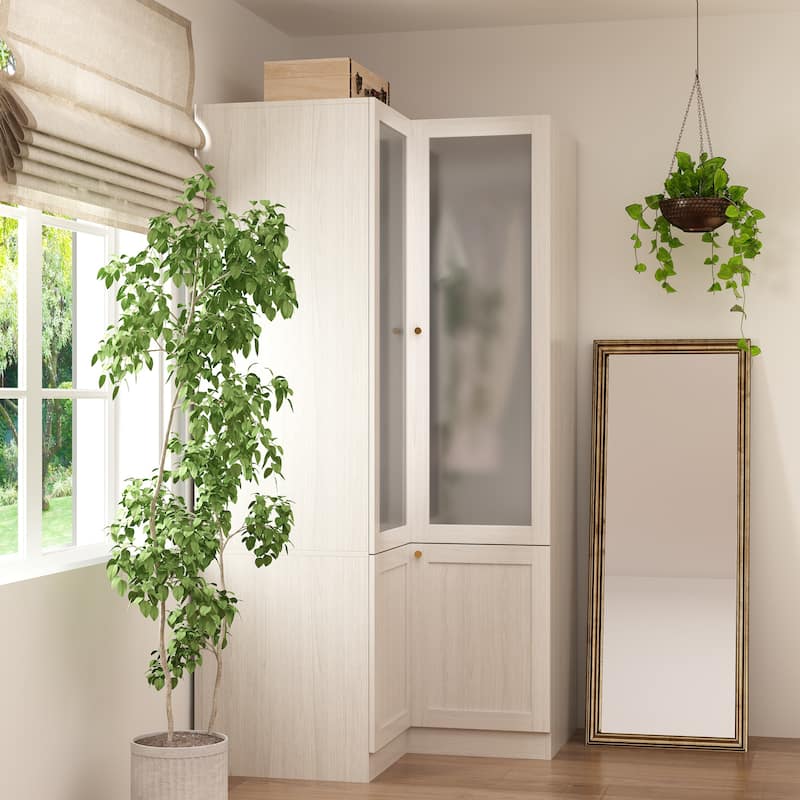 Combo Large Frosted Glass Closet: Versatile Wardrobe Options Armoires