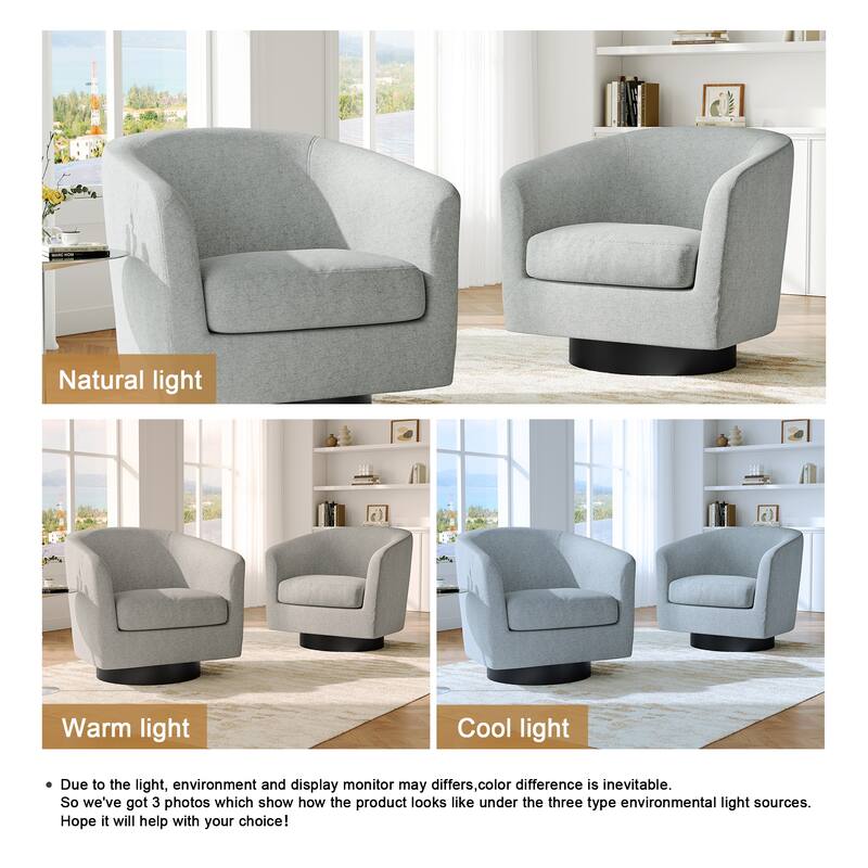 2 Set Modern Soft Upholstered Chenille Swivel Barrel Chair
