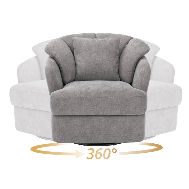 LUE BONA Oversized Swivel Accent Chair, Modern Barrel Chair with Double Cushion Set of 2 - N/A