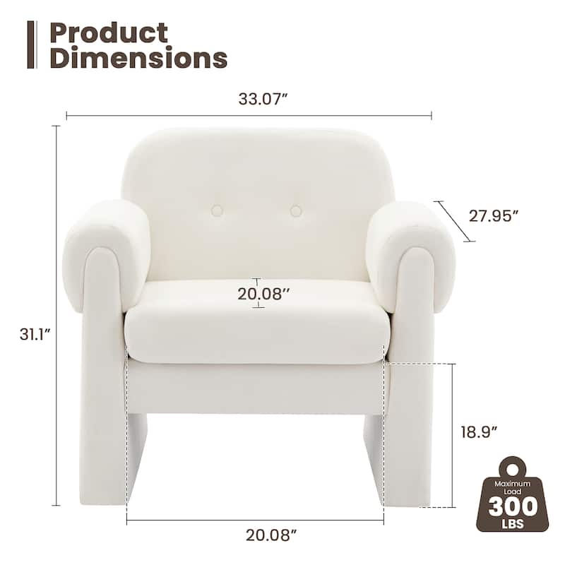 Modern Cloud Velvet Accent Chair with Removable Cushion for Living Room