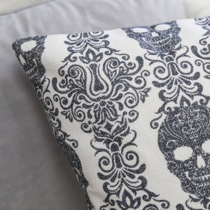 Gothic Damask Skull Throw Pillow