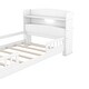 preview thumbnail 6 of 9, Classic Twin Size Platform Kids Bed Frame with LED Light, Multi-functional Storage Headboard and Safety Guardrail, White