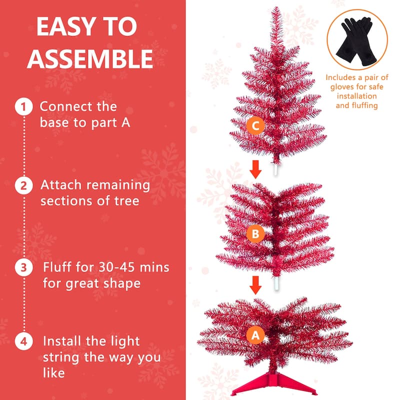 4FT Christmas Tree with 50 UL Lights,122 PVC Tips-Prelit Artificial Holiday Tree for Indoor Decoration,Small Space,Tabletop
