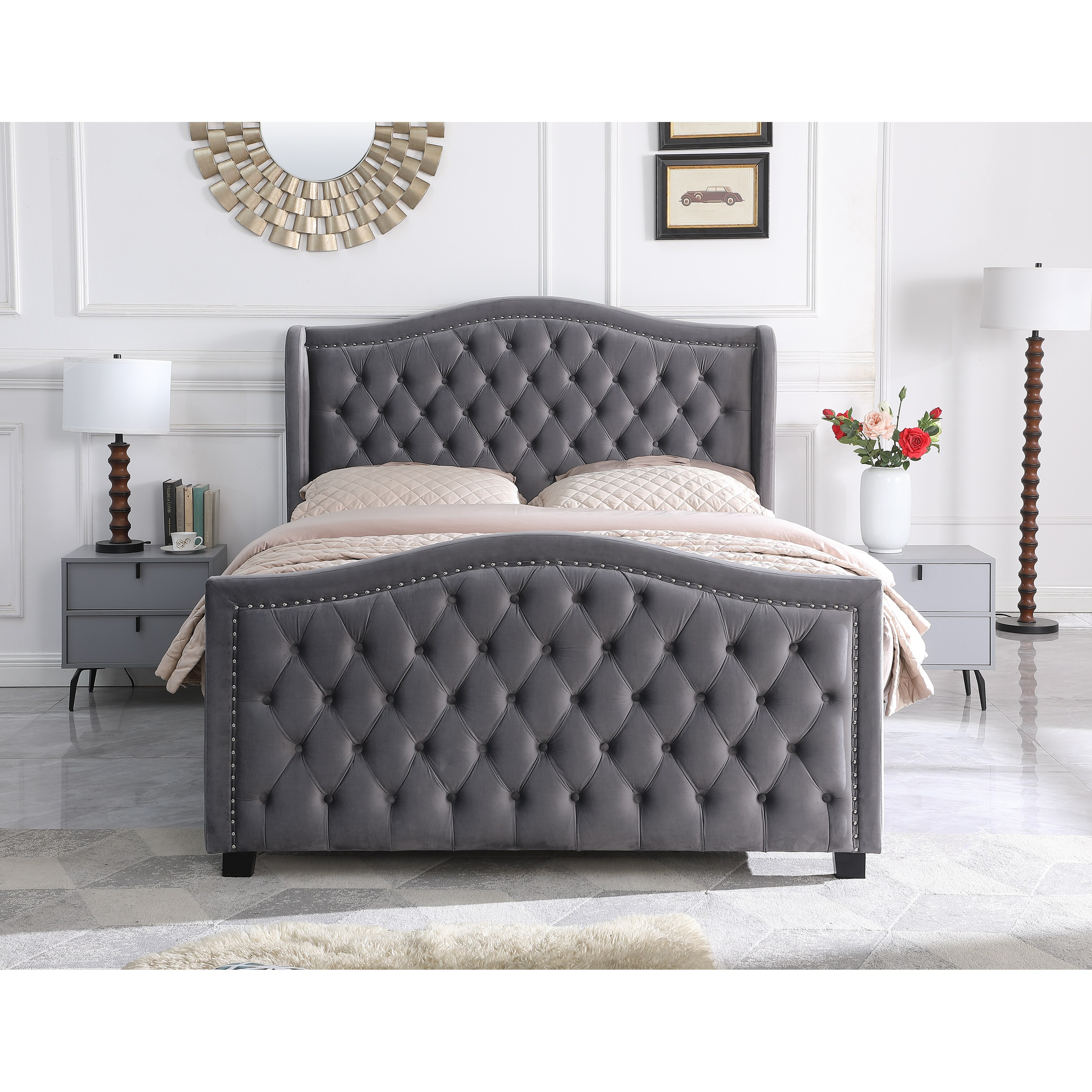 Dog bed with headboard and footboard top