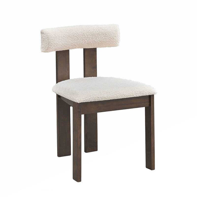 2PCS Wooden Boucle Dining Side Chairs