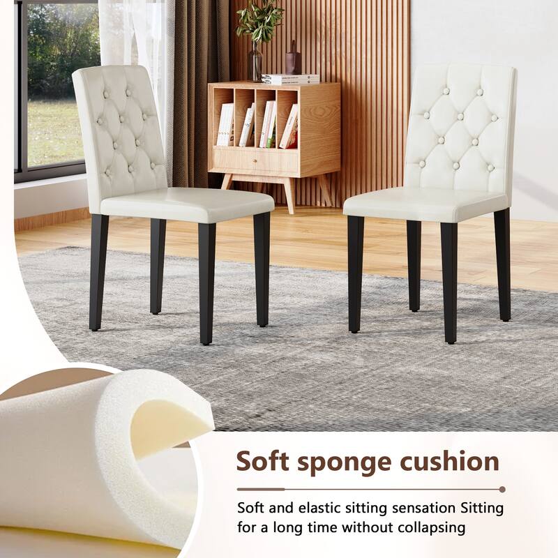 Set of 5 Piece Dining Table and Chair Set MDF Top Glass Insert PU Seat Buckle Backrest