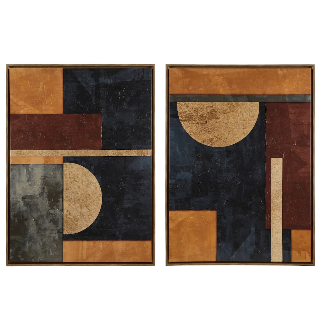 INK+IVY Jeweled Geo Hand-Embellished Abstract 2-Piece Framed Canvas Wall Art Set