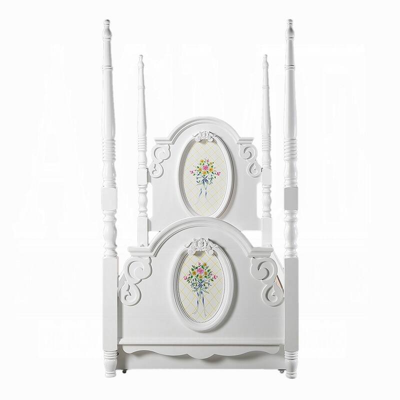 Auri Full Size 4 Poster Princess Bed, Classic Arch Headboard, White