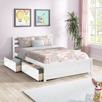 Full Size Wood Platform Bed Frame with Headboard and four drawers - Bed ...