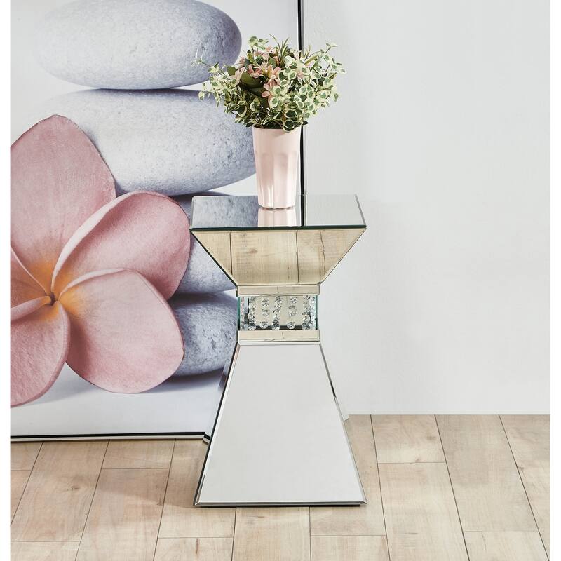 12 inch Crystal End Table in Clear Mirror Finish