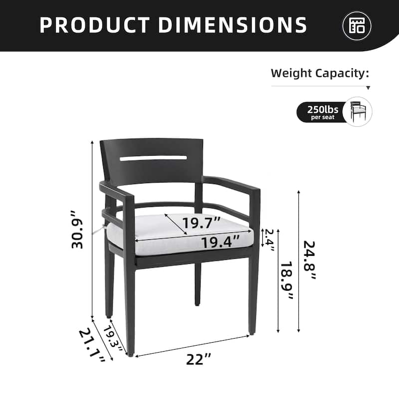 Outdoor Patio Aluminum Stationary Dining Chairs