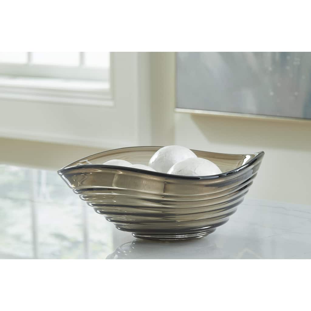 Signature Design by Ashley Solariston Gray/Brown Bowl - 12.25"W x 12.25"D x 5.75"H