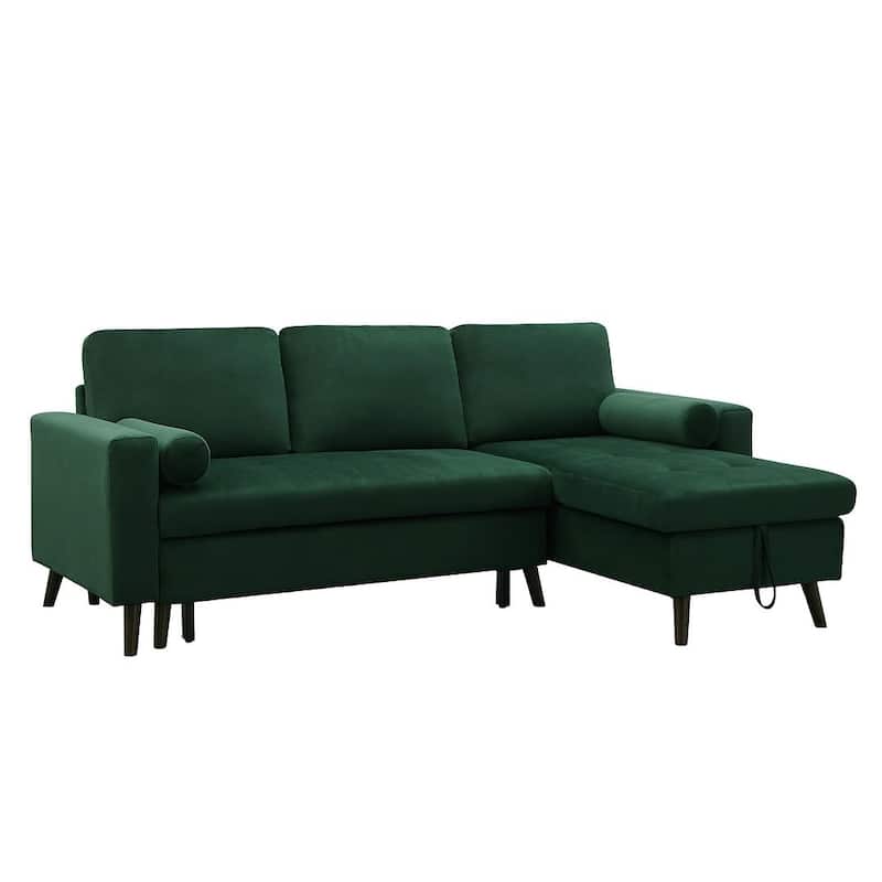 88 "W L-Shaped Reversible Multifunctional Sofa Bed with Storage Recliner