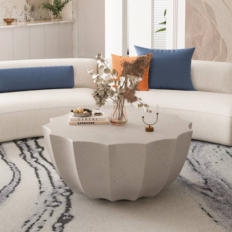 35.43" Modern Coffee Table, MgO Cement Coffee Table
